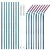 ANNVCHI Reusable Drinking Straws,Set of 12 Straws With 2 Cleaning Brushes,Shatter Resistant,Non-Toxic,Eco Friendly Reusable Straws (Multi-Color 12 Pack)